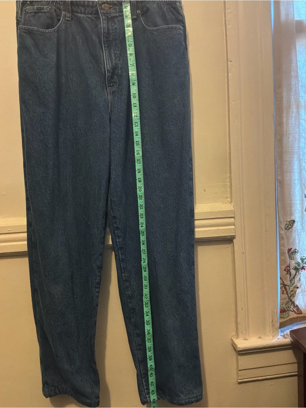 L.L. Bean Women's Relaxed Flannel Lined Dark Blue Denim Jeans